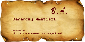 Barancsy Ametiszt névjegykártya